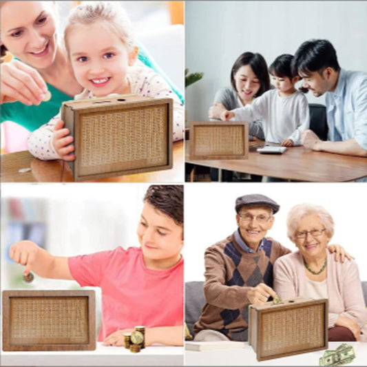 Wooden Money Box with Counter