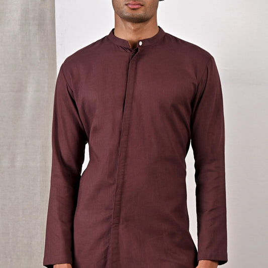 Beckett - Dark Mahogany Short Kurta Set-1