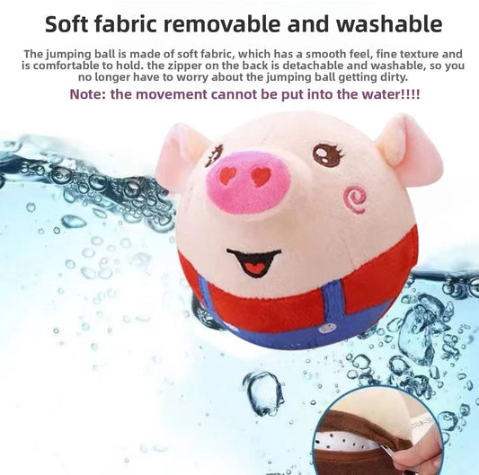 Talking Bouncing Pig Toy ? Musical Plush Ball with Detachable and Washable Cover