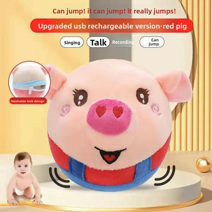 Talking Bouncing Pig Toy ? Musical Plush Ball with Detachable and Washable Cover