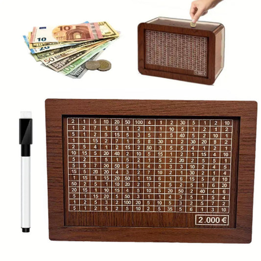 Wooden Money Box with Counter