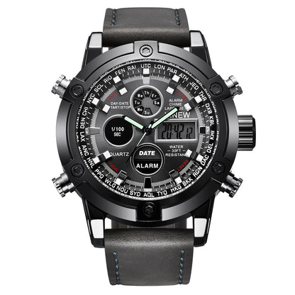 Chronograph Business Watch Mens Leather Digital Wristwatches