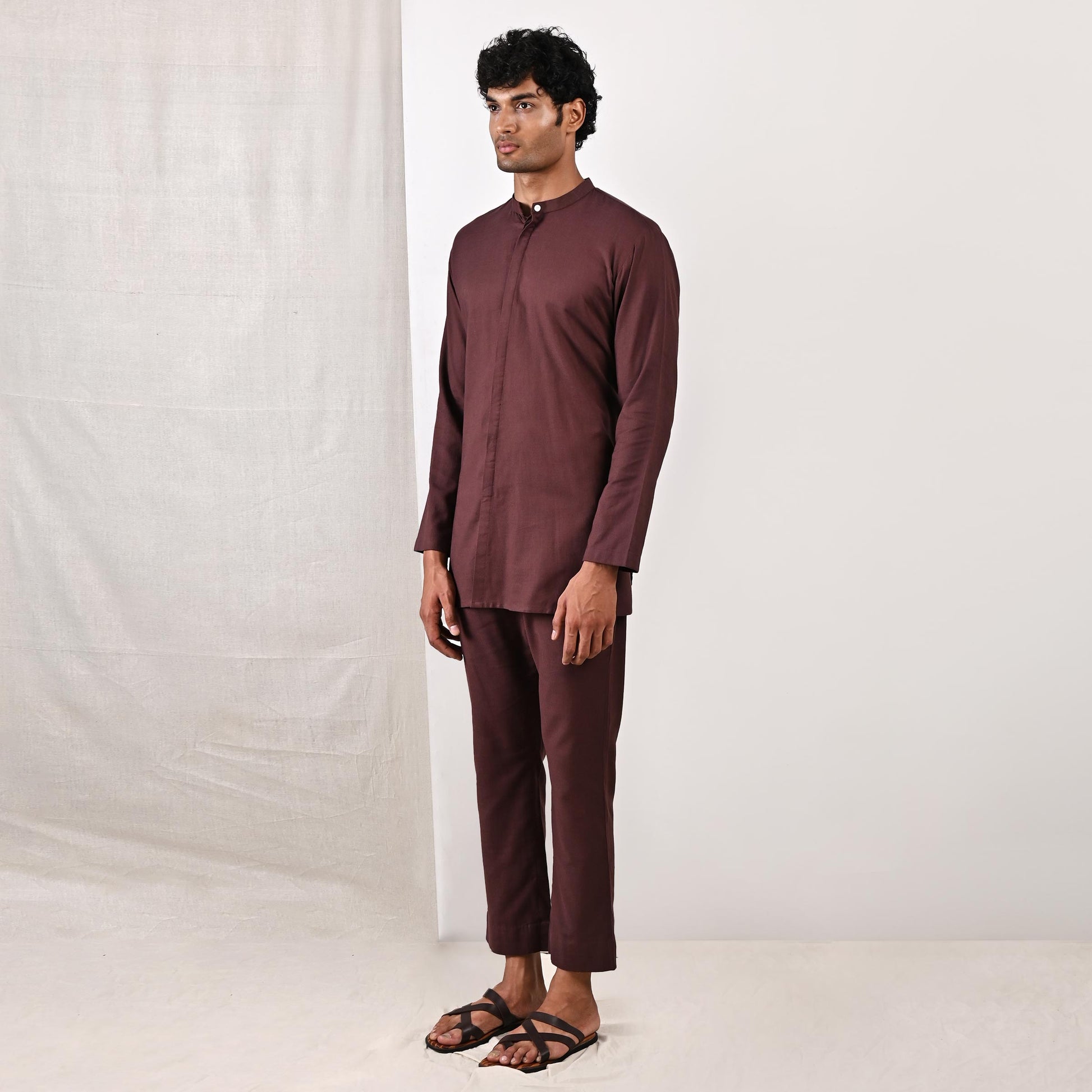 Beckett - Dark Mahogany Short Kurta Set-2