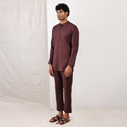 Beckett - Dark Mahogany Short Kurta Set-2