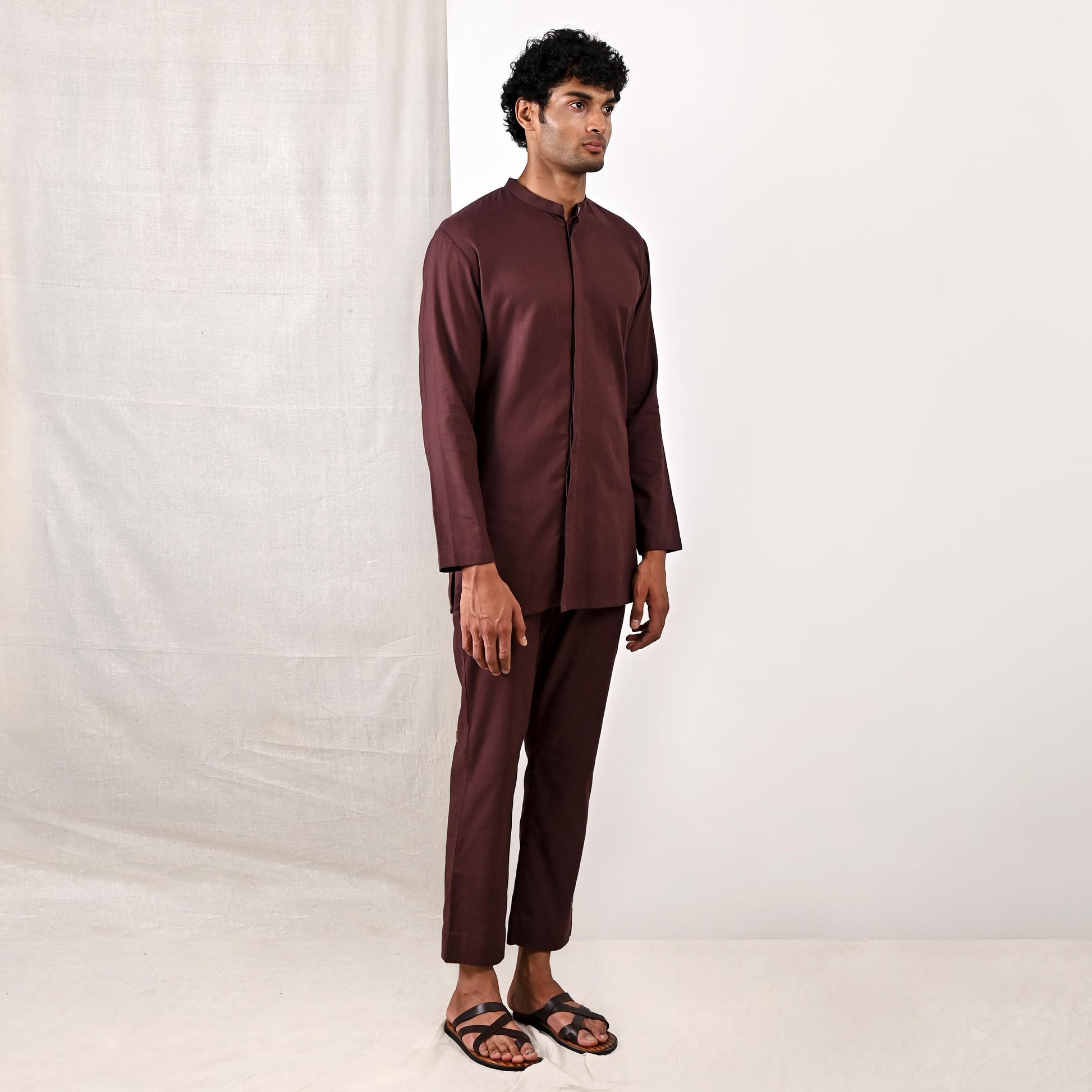 Beckett - Dark Mahogany Short Kurta Set-3
