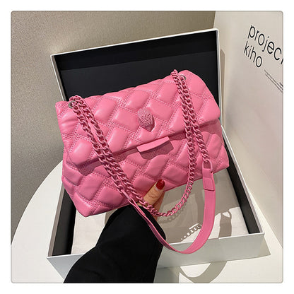Single-shoulder crossbody bag, a versatile diamond-patterned women's bag for daily use