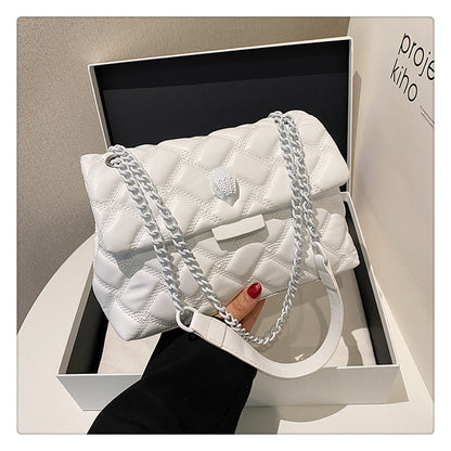 Single-shoulder crossbody bag, a versatile diamond-patterned women's bag for daily use